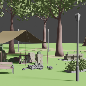 【無料3D素材】RABBIT小隊のキャンプ(小ウサギ公園)【クリスタ利用可能】