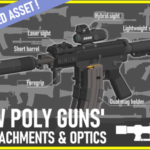 LOW POLY GUNS attachments & Optics　ローポリ銃アタッチメント＆光学機器セット