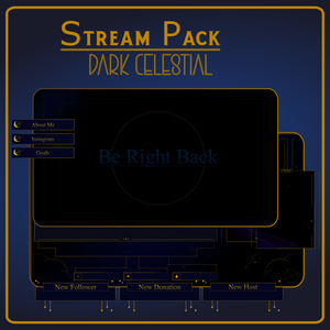 DARK GOLD Celestial Stream Overlay Pack Animated / Be Right Back / Offline / Stream Ending / Starting Soon / Twitch / Youtube 