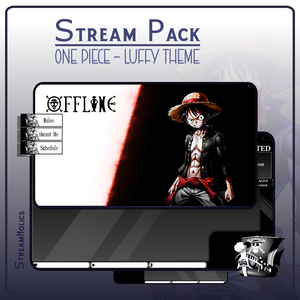 Black White Stream Overlay Pack, One Piece Overlay, Dark Anime twitch overlay, Anime black white Overlay, Black white stream overlay