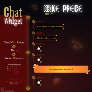 ONE - PIECE Chat Widget Animated, One Piece Chat Widget LuffyTheme, Chat Box and Alerts for Twitch, StreamElements, Chat Widget Animated