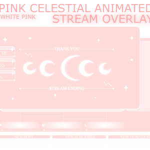 PINK CELESTIAL ANIMATED STREAM OVERLAY, PINK STREAM OVERLAY, ANIMATED OVERLAY, CUTE PINK OVERLAY, SHINNY MOON OVERLAY