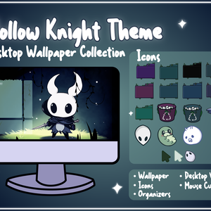 Hollow Knight Computer Desktop Theme Background Wallpaper Organizer Set, Gothic Wallpaper Organizer Set, Pc Desktop Theme, Windows Theme Set