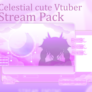 Pink Celestial Vtuber Stream Overlay Animated - Stream Overlay Animated for Vtubers 