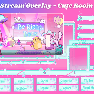 Cute Room Stream Overlay Colorful Pack, Stream Overlay Colorful, Animated Stream Overlay, Twitch Overlay Animated, Stream Overlay pack