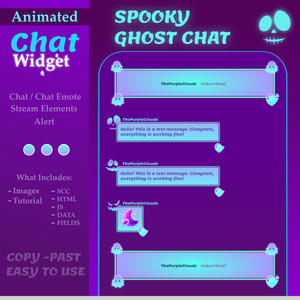 Spooky Chat Widget Animated, Ghost Chat Widget, Halloween Chat Widget, Chat Box and Alerts for Twitch, StreamElements, Chat Widget Animated