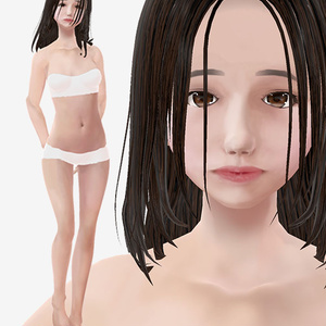 適度なリアル感の着せ替えドール　黒髪ロングヘアの女の子　素体　vroid Vrm