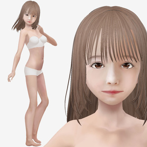 適度なリアル感の着せ替えドール　茶髪の女の子　素体 vroidデータ　VRMデータ