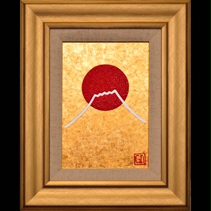 西側に最適◎金運『金の太陽の黄色の富士山』●がんどうあつし絵画油絵日本金箔23K 西側に最適◎金運『金の太陽の黄色の富士山』○がんどうあつし