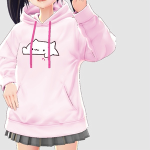 White Cat Hoodie and Gingham Skirt Outfit Set