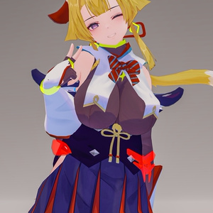 「お狐様女学生 稲荷原」 オリジナル3Dモデル 複数アバター対応衣装同梱 #e62f8b 缩略图 44