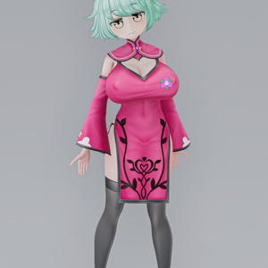 オリジナル3Dモデル チャイナ服のお姉さん リューフォア - Luhua - #e62f8b