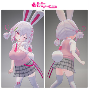 オリジナル3Dモデル 「うさみみの委員長の伊兎卯さん」VRChat向けアバター #e62f8b