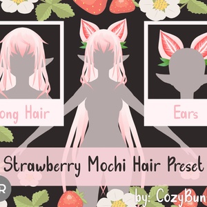 Strawberry Mochi Kitty Ears and Long Hair