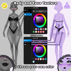 VRoid Body and Face Textures [Colorable] Bonus Lipstick and Blush