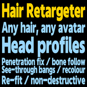 Hair Retargeter - Fit any hairstyle onto any avatar【Head profiles / penetration fix / bone follow / see-through bangs / re-fit】