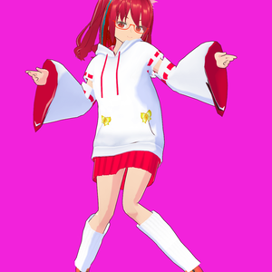 【VRMモデル】ぶらん☆みゅう 巫女風パーカー Blanc Meow VRM model