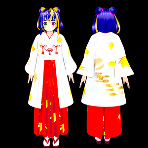 【VRoid Studio用衣装】巫女装束風衣装セット「もみじ」/【Costume for VRoid Studio】 Shrine Miko-style dress "Momiji" set