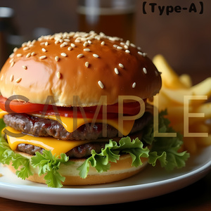 [Background Material] Juicy, thick hamburger and...