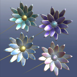 睡蓮の髪飾り VRC想定3Dモデル 缩略图 3