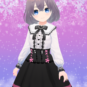 甘フリルのモノクロワンピ