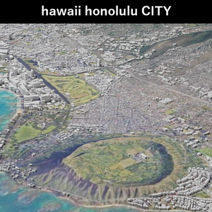 Honolulu, Hawaii MAP ハワイ・ホノルル周辺の広域3Dマップ | 3D Model