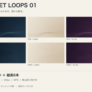 【無料サンプルあり】Quiet Loops 01｜文字を重ねるループ背景・横長6本＋縦長6本