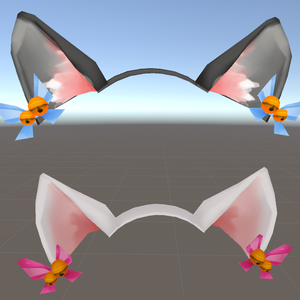 猫耳+リボン