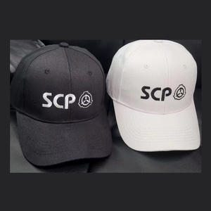 【SCP財団】白/黒 刺繍ロゴ キャップ  帽子