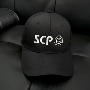 【SCP財団】白/黒 刺繍ロゴ キャップ  帽子