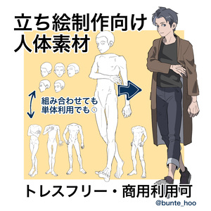 【無料版有】立ち絵向け人体素材（男性）