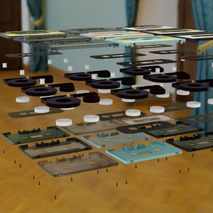 カセットテープ16種　ケース、インデックス付き　3Dモデル 缩略图 6