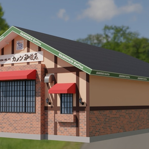 町のカフェ　3Dモデル 缩略图 3