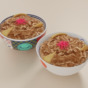 牛丼　3Dモデル 缩略图 3