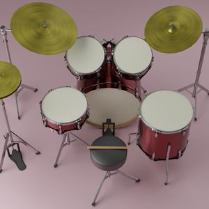 ドラムセット　3Dモデル 缩略图 3