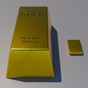 24k金インゴット　3Dモデル 缩略图 4