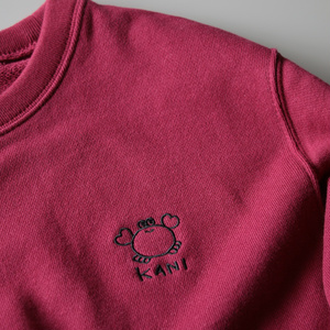 カニの刺繍トレーナー｜バーガンディ
