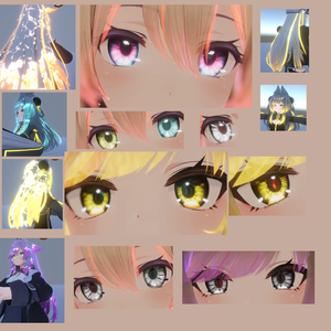 【桔梗（Kikyo）リーファ（Leefa）用】髪・瞳の素材 Material for hair and eye/Eye texture/Matcap/髪の切り替え効果/kikyo eye and hair Ver.1.3/Leefa eye and hair Ver.1.3