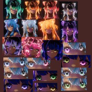 【エク(Eku)クマリ(Kumaly)用-MA対応】目・髪・体素材/Eye hair and body material/Eye texture/Matcap/髪の切り替え効果/Eku eye hair and body Ver.1.00/Kumaly eye hair and body Ver.1.00