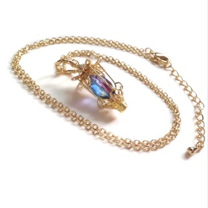 蒼の三日月ランタンと天球儀の歯車スチームパンク ピアス イヤリング