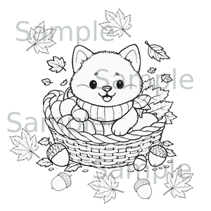 わんちゃんの小さな秋ぬり絵