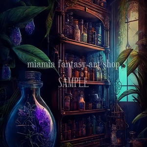 ファンタジー世界の薬品棚