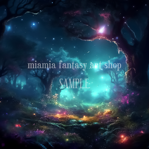 不思議な森の夜の風景~ファンタジーイメージ素材