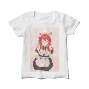 猫耳メイドレディースTシャツ にっこりVer.