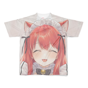 猫耳メイドフルグラフィックTシャツ にっこりVer.
