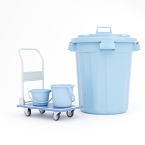 ゴミ箱・バケツ・台車セット【3Dモデル】Garbage can, bucket and cart