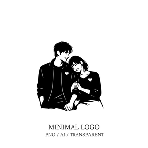 MINIMAL SILHOUETTE Illustration _腕に軽くもたれる女性_Human  Simple  Black