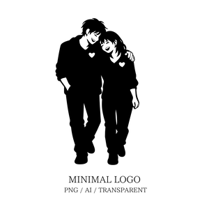 MINIMAL SILHOUETTE Illustration –デートする男女/ Human / Simple / Black