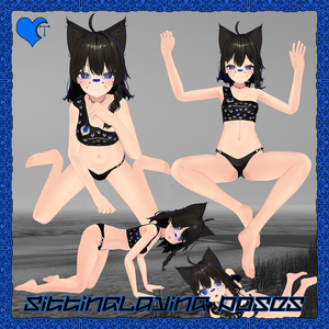 [無料] 座って横たわるポーズパック [Unity/VRChat] [PosePlace] [TafuStore] [20 ポーズ]