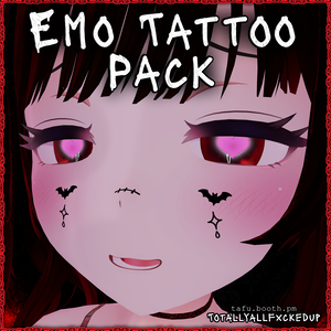 [無料] Emo Tattoo Pack｜VRChat フェイス・タトゥー オーバーレイ 12種｜PNG透過